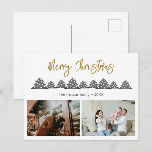 Weihnachtsbaum Schrift Familie 2 Foto  Feiertagspostkarte