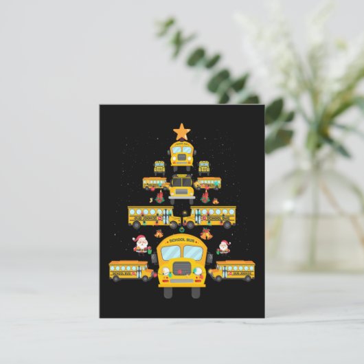 Weihnachtsbaum Schule Bus Funny Driver Xmas Gesche RSVP Karte (Stehend Vorderseite)