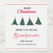 Weihnachtsbaum Schwangerschaft Ankündigung Eltern Weinetikett (Einzelnes Label)