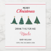 Weihnachtsbaum Schwangerschaft Ankündigung Familie Weinetikett (Einzelnes Label)