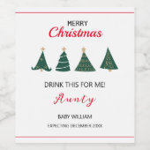 Weihnachtsbaum Schwangerschaft Ankündigung Familie Weinetikett (Einzelnes Label)