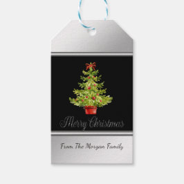 Weihnachtsbaum, schwarz, silber geschenkanhänger