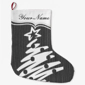 Weihnachtsbaum Schwarz Streifen Moderner Urlaub Großer Weihnachtsstrumpf (Vorderseite)