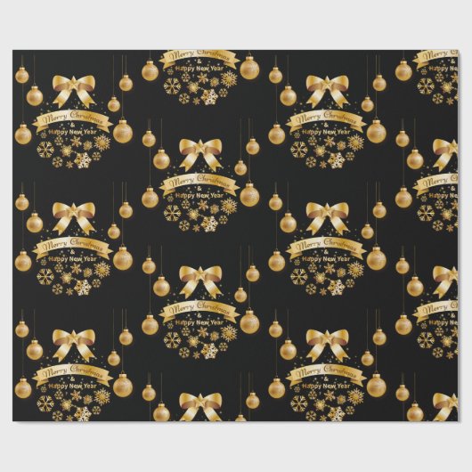 Weihnachtsbaum, schwarz und goldene Wrappi Geschenkpapier (Flach)