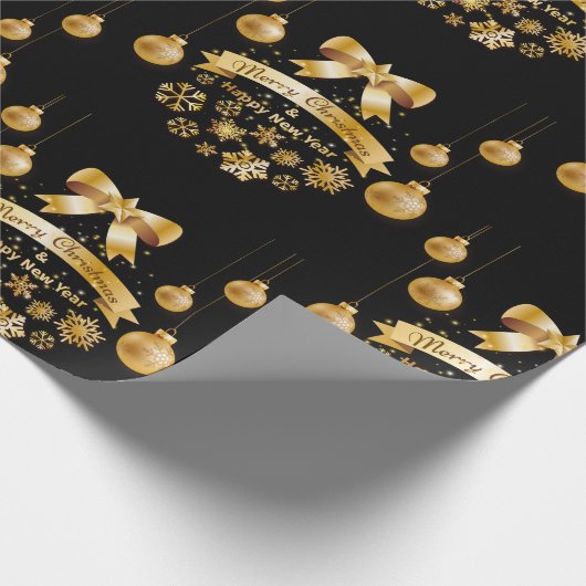 Weihnachtsbaum, schwarz und goldene Wrappi Geschenkpapier (Ecke)