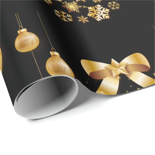 Weihnachtsbaum, schwarz und goldene Wrappi Geschenkpapier (Rolleneckpunkt)