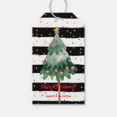 Weihnachtsbaum Schwarz und Weiß Streifen Geschenkanhänger (Vorderseite)