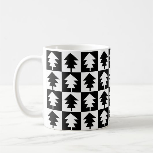 Weihnachtsbaum Schwarz und Weiß Weihnachtsbaum Kaffeetasse (Links)
