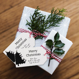 Weihnachtsbaum Schwarz-Weiß-Krawatte auf Geschenke Geschenkanhänger