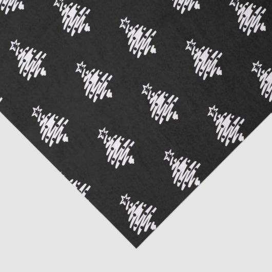 Weihnachtsbaum Schwarz-weiß Moderner Minimaler Url Seidenpapier (Detail)