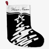 Weihnachtsbaum Schwarz-weiß Moderner Urlaub Großer Weihnachtsstrumpf (Vorderseite)