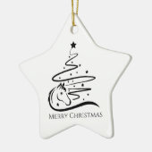 Weihnachtsbaum schwarz-weiß Reittiere Keramik Ornament (Links)