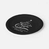 Weihnachtsbaum schwarz-weiß Reittiere Pappteller (Schrägansicht)