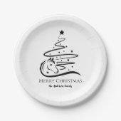 Weihnachtsbaum schwarz-weiß Reittiere Pappteller (Vorderseite)