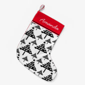Weihnachtsbaum Schwarz-Weiß-Strümpfe mit Namen Kleiner Weihnachtsstrumpf (Vorderansicht (hängend))