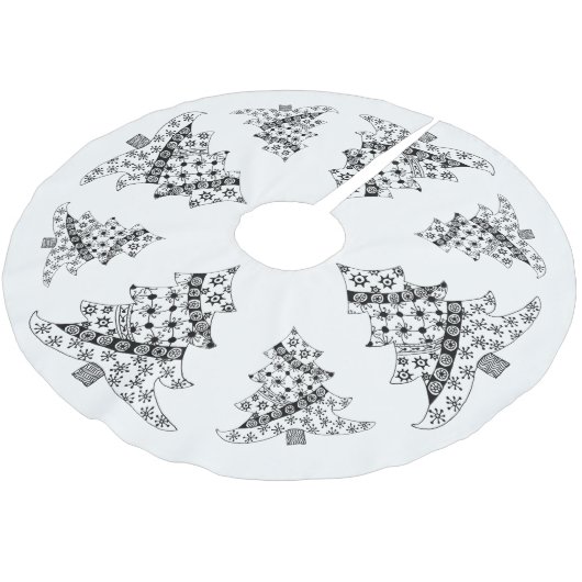 Weihnachtsbaum Schwarz & Weiß Urlaub Polyester Weihnachtsbaumdecke (Schrägansicht)