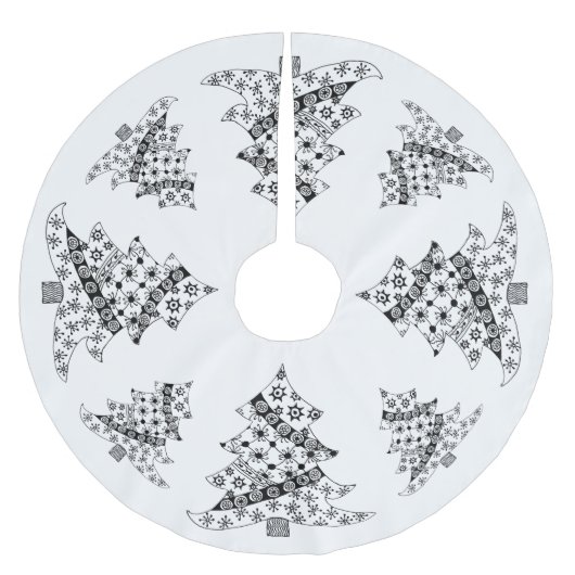 Weihnachtsbaum Schwarz & Weiß Urlaub Polyester Weihnachtsbaumdecke (Vorderseite)
