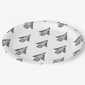 Weihnachtsbaum Schwarz-Weiß Zeichnend Muster Pappteller (Schrägansicht)