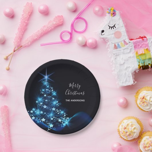 Weihnachtsbaum Schwarzer Party modern Pappteller (Party)
