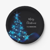 Weihnachtsbaum Schwarzer Party modern Pappteller (Vorderseite)