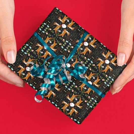 Weihnachtsbaum Schwarzes Nahtloses Muster Geschenkpapier