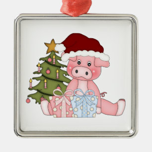 Weihnachtsbaum-Schwein-Verzierung Silbernes Ornament