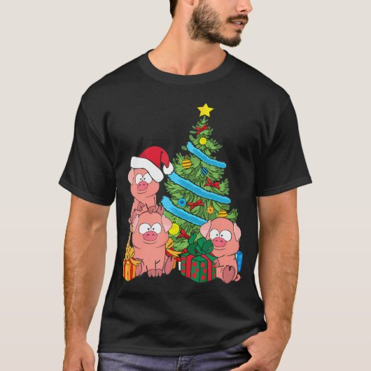 Weihnachtsbaum Schweinezüchter Schweine Schweine S T-Shirt (Vorderseite)