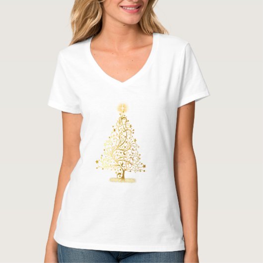 Weihnachtsbaum-Shirt - weiß T-Shirt (Vorderseite)