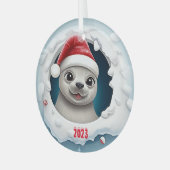 Weihnachtsbaum-Siegel Ornament Aus Glas (Vorderseite links)