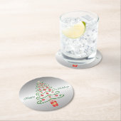 Weihnachtsbaum-Silber farbiges Weihnachten Runder Pappuntersetzer (Vor Ort)