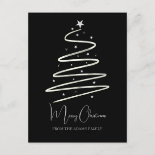Weihnachtsbaum Silber stilvoll minimalistischer ku Feiertagspostkarte