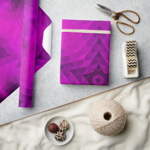 Weihnachtsbaum-Silhouette & Lila Star-Ausflug Geschenkpapier