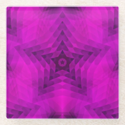 Weihnachtsbaum Silhouette & Lila Star Gradient Glasuntersetzer (Vorderseite)