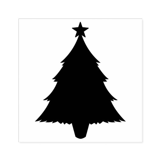Weihnachtsbaum-Silhouette mit einem Stern oben Gummistempel (Prägung)