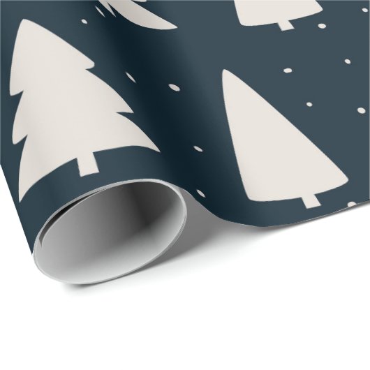 Weihnachtsbaum Silhouette weiß & blau Geschenkpapier (Rolleneckpunkt)