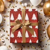 Weihnachtsbaum Silhouette weiß & rot Geschenkpapier