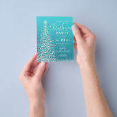 Weihnachtsbaum Silver Aquamarin Holiday Einladung Flyer (Gruppe)