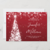 Weihnachtsbaum Silver Red Wedding Menu Einladung (Vorderseite)