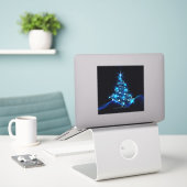 Weihnachtsbaum SlipperyJoe strahlt blau s Aufkleber (Laptop auf Schreibtisch)