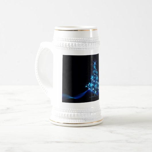 Weihnachtsbaum SlipperyJoe strahlt blau s Bierglas (Vorderseite Links)