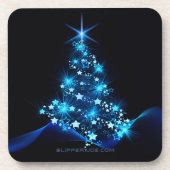 Weihnachtsbaum SlipperyJoe strahlt blau s Getränkeuntersetzer (Vorderseite)