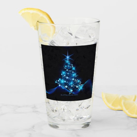 Weihnachtsbaum SlipperyJoe strahlt blau s Glas (Vorderseite Ice)