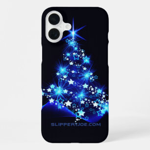 Weihnachtsbaum SlipperyJoe strahlt blau s iPhone 16 Plus Hülle