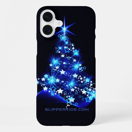 Weihnachtsbaum SlipperyJoe strahlt blau s iPhone Hülle (Rückseite)