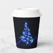 Weihnachtsbaum SlipperyJoe strahlt blau s Pappbecher (Rückseite)