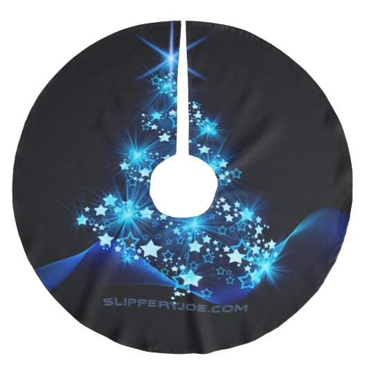 Weihnachtsbaum SlipperyJoe strahlt blau s Polyester Weihnachtsbaumdecke (Vorderseite)