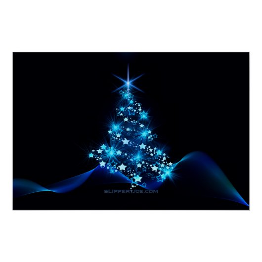 Weihnachtsbaum SlipperyJoe strahlt blau s Poster (Vorderseite)