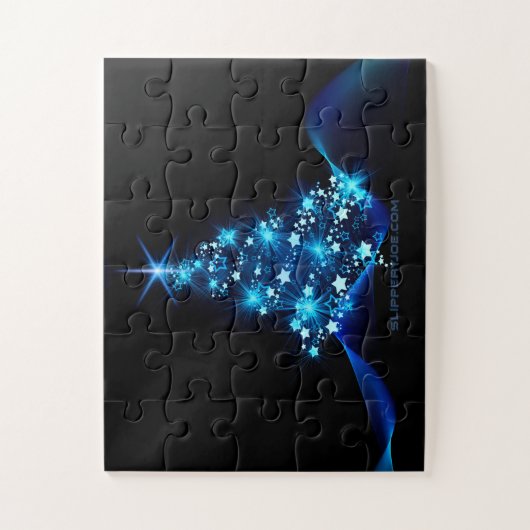 Weihnachtsbaum SlipperyJoe strahlt blau s Puzzle (Vertikal)