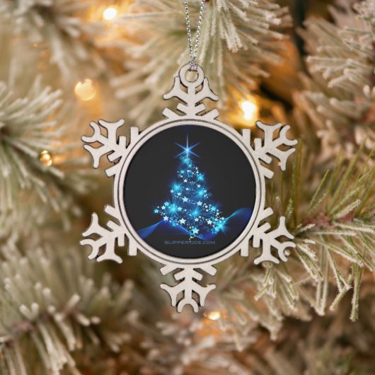 Weihnachtsbaum SlipperyJoe strahlt blau s Schneeflocken Zinn-Ornament (Baum)