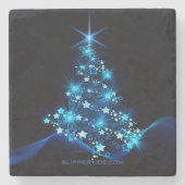 Weihnachtsbaum SlipperyJoe strahlt blau s Steinuntersetzer (Vorderseite)